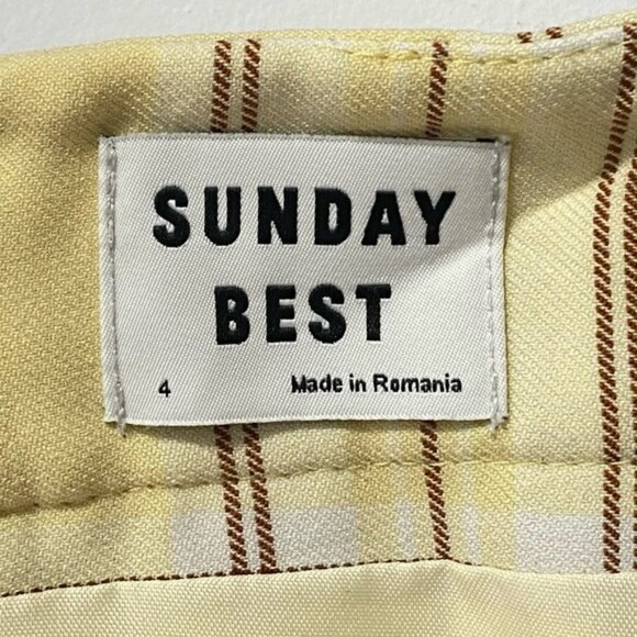 Aritzia Sunday Best Pleated Mini Skirt Yellow Plaid – Size 4 - Picture 9 of 9